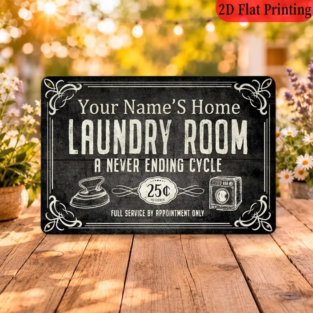 Laundry - Letrero de lavandería con nombre personalizado,